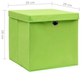 Caixas de arrumação com tampas 10 pcs 28x28x28 cm verde