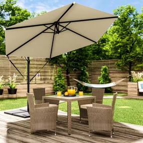 Guarda-sol cantilever em alumínio Ø330cm Proteção UV 80+ creme