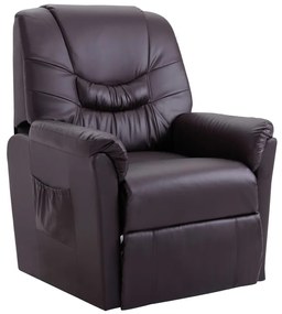 vidaXL Cadeira reclinável couro artificial castanho
