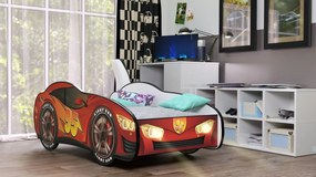 Cama Infantil Crianças C/ LEDs E Oferta Colchão Espuma Racing Car Herois 160 x 80 - Faisca Mcqueen VERMELHO
