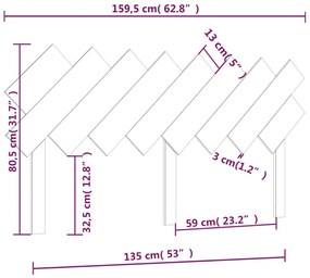 Cabeceira de cama 159,5x3x80,5 cm pinho maciço castanho mel