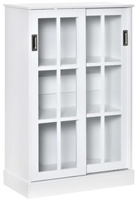 HOMCOM Estante para Livros Vitrine com 2 Portas Corredeiras Prateleiras Ajustáveis de Armazenamento Móvel Organizador para Escritório Sala de Estar Estúdio 80x40x121,7cm Branco