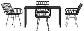 Conjunto de Jantar de Jardim 5 Peças em Rattan Poli Preto