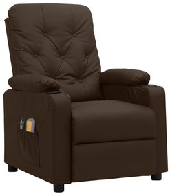 Poltrona de massagens elétrica couro artificial castanho