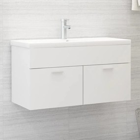 vidaXL Armário de lavatório derivados de madeira branco