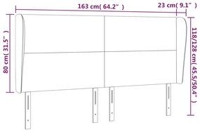 Cabeceira cama c/ abas tecido 163x23x118/128 cm cinzento-claro