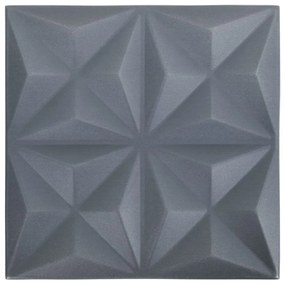 Painéis de parede 3D 24 pcs 50x50 cm 6 m² origami cinzento