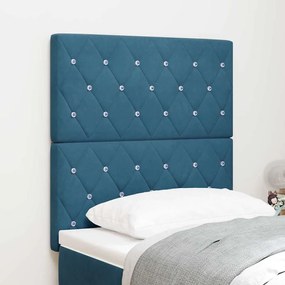 vidaXL Cabeceira Azul Escuro com Botões de Cristal, Estofada 80 cm em Veludo