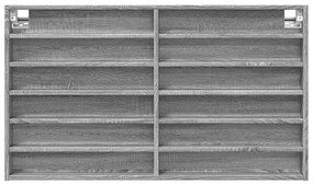 Armário vitrine 100x8,5x58 cm derivados de madeira cinza sonoma