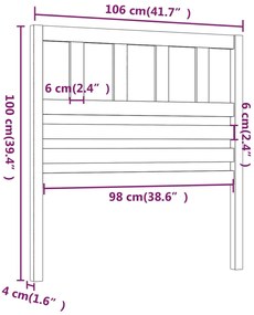 Cabeceira de cama 106x4x100 cm pinho maciço castanho mel