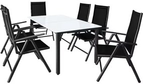 Conjunto de refeição de jardim Bern 7 peças com 6 cadeiras e 1 mesa em alumínio antracite e vidro fosco