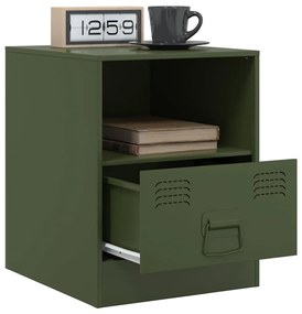 Mesas de cabeceira 2 pcs 34,5x39x44 cm aço verde azeitona
