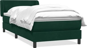 vidaXL Cama com molas/colchão 100x220 cm veludo verde-escuro