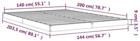 Estrutura de cama 140x200 cm madeira de pinho maciça