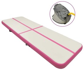 Colchão de ginástica insuflável c/ bomba 300x100x20 cm PVC rosa