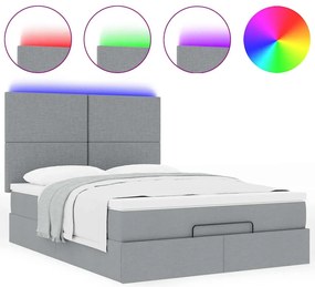 Estrutura cama otomana colchão 140x200cm tecido cinzento claro
