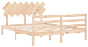 Estrutura de cama com cabeceira 140x190 cm madeira maciça