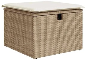 4 pcs conjunto de sofás para jardim c/ almofadões vime PE bege