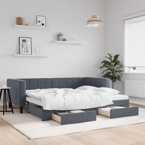 vidaXL Sofá-cama c/ gavetão e gavetas 90x190 cm veludo cinzento-escuro