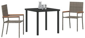 Conjunto de Jantar de Jardim 3 Peças Cinza Rattan Sintético
