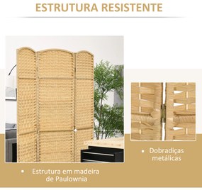 Biombo Dobrável de 3 Painéis Divisor de Ambientes 135x180 cm Ecrã de Privacidade de Polipropileno Madeira