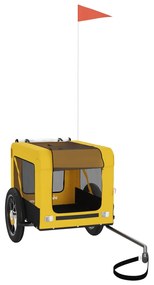 Reboque bicicleta p/ animais tecido oxford/ferro amarelo/preto