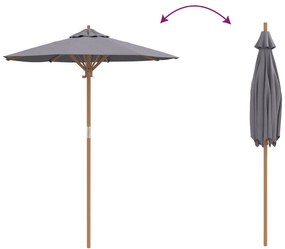 Parasol de Jardim Cinza Escuro 180x230 cm Bambu