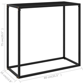Mesa consola 80x35x75 cm vidro temperado preto