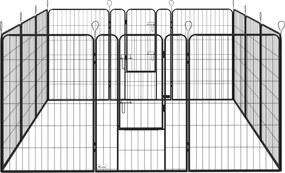 PawHut Parque para Cães 12 Painéis Recinto 80x120 cm para Animais de Estimação Modular com 2 Portas Preto | Aosom Portugal