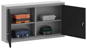 Armário de Ferramentas VidaXL Montado na Parede Preto 100x20x55 cm Aço