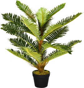 HOMCOM Planta artificial palmeira 85 cm com 18 grandes folhas grande realismo vaso incluído | Aosom Portugal