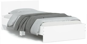 Estrutura de cama com cabeceira e luzes LED 100x200 cm branco