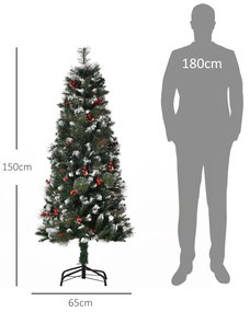 HOMCOM Árvore de Natal Artificial 150cm Ignífugo com 360 Ramos 38 Baga