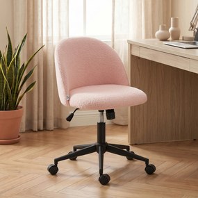 Cadeira de Secretária Ergonómica, 59 x 52 x 84,5 cm, Altura Regulável, Rosa