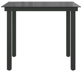 Mesa de jardim em alumínio e vidro 80x80x74 cm preto
