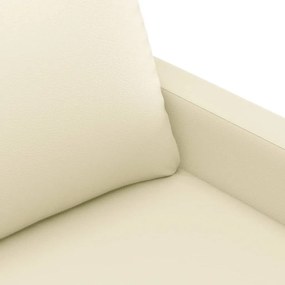 Sofá de 2 lugares 140 cm couro artificial cor creme