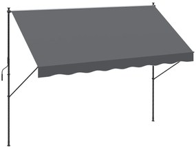 Outsunny Toldo Manual Retrátil 300x170x200-290cm Toldo Ajustável com Manivela Proteção Solar UV40+ para Varanda Jardim Cinza