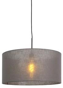 Candeeiro de suspensão moderno preto com cúpula cinzenta 50 cm - Combi 1 Moderno