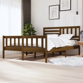 vidaXL Estrutura de cama 160x200cm madeira maciça castanho mel