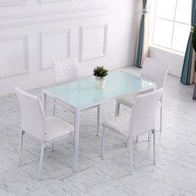 HOMCOM Conjunto de 4 Cadeiras de Sala de Jantar Estofadas com Pés de Metal Cadeiras Modernas para Cozinha Carga Máxima 41x50x91cm Branco
