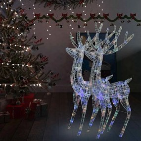 vidaXL Renas de Natal XXL 2pcs 250 LEDs 180 cm acrílico multicolorido