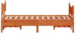 Cama sem colchão 120x190 cm madeira pinho maciça castanho-mel