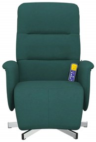 Cadeira massagens reclinável c/ apoio pés tecido verde-escuro