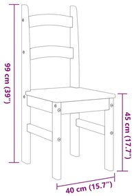 Cadeiras de jantar 2 pcs 40x46x99 cm madeira de pinho maciça