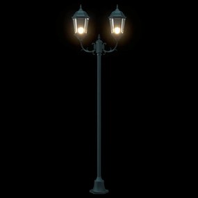 Poste de Luz de Jardim vidaXL 2-Lâmpada E27 Verde 220 cm Alumínio