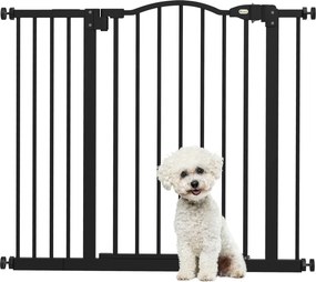 Barreira de Segurança para Cães com Largura Ajustável 74-94 cm e Extensão para Escadas e Portas Preto