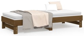 Sofá-cama de puxar 2x(100x200) cm pinho maciço castanho-mel
