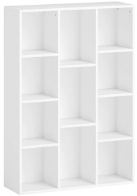 HOMCOM Estante de 3 Níveis Estante para Livros com 11 Compartimentos Desenho Vertical ou Horizontal 74,3x24x106 cm Branco | Aosom Portugal