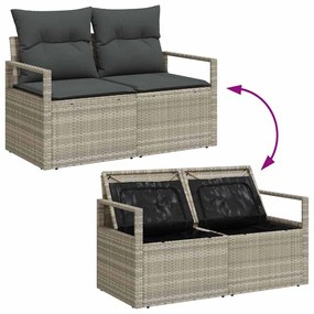 Conjunto de Sofá de Jardim 6 Peças com Almofadas Cinza Claro em Rattan