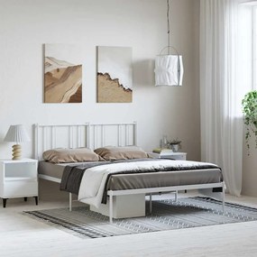 Estrutura de cama com cabeceira 150x200 cm metal branco